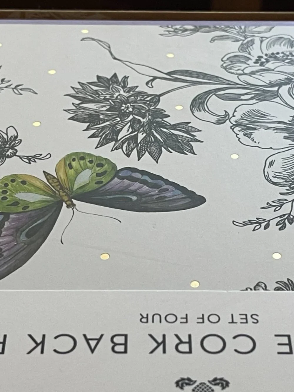 MacKenzie-Childs Butterfly Toile Placemat Set in White, Green, Yellow, Purple